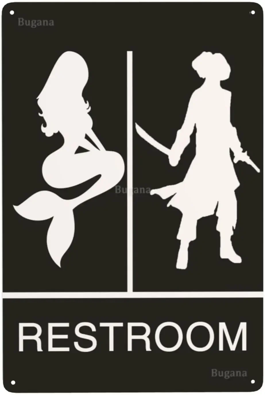 Home Bathroom Door - Винтажная металлическая табличка «Русалка-пират» для туалета,