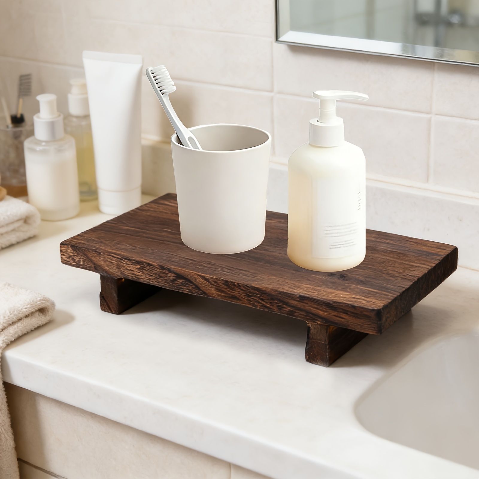 Zara Home Bathroom Tray - Винтажный деревянный декоративный поднос, элегантный поднос