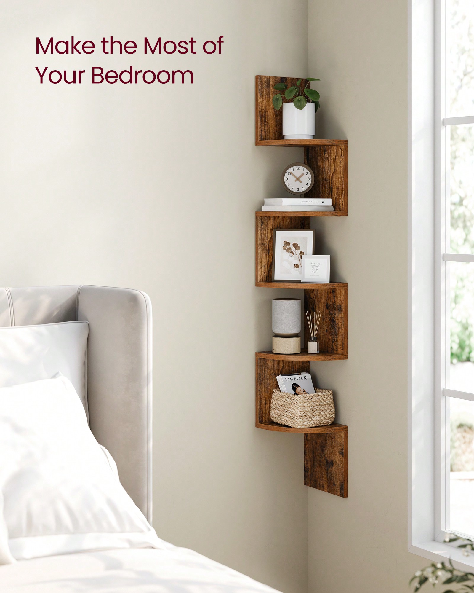Home Bathroom Shelf - Угловая плавающая полка на 5 уровней,