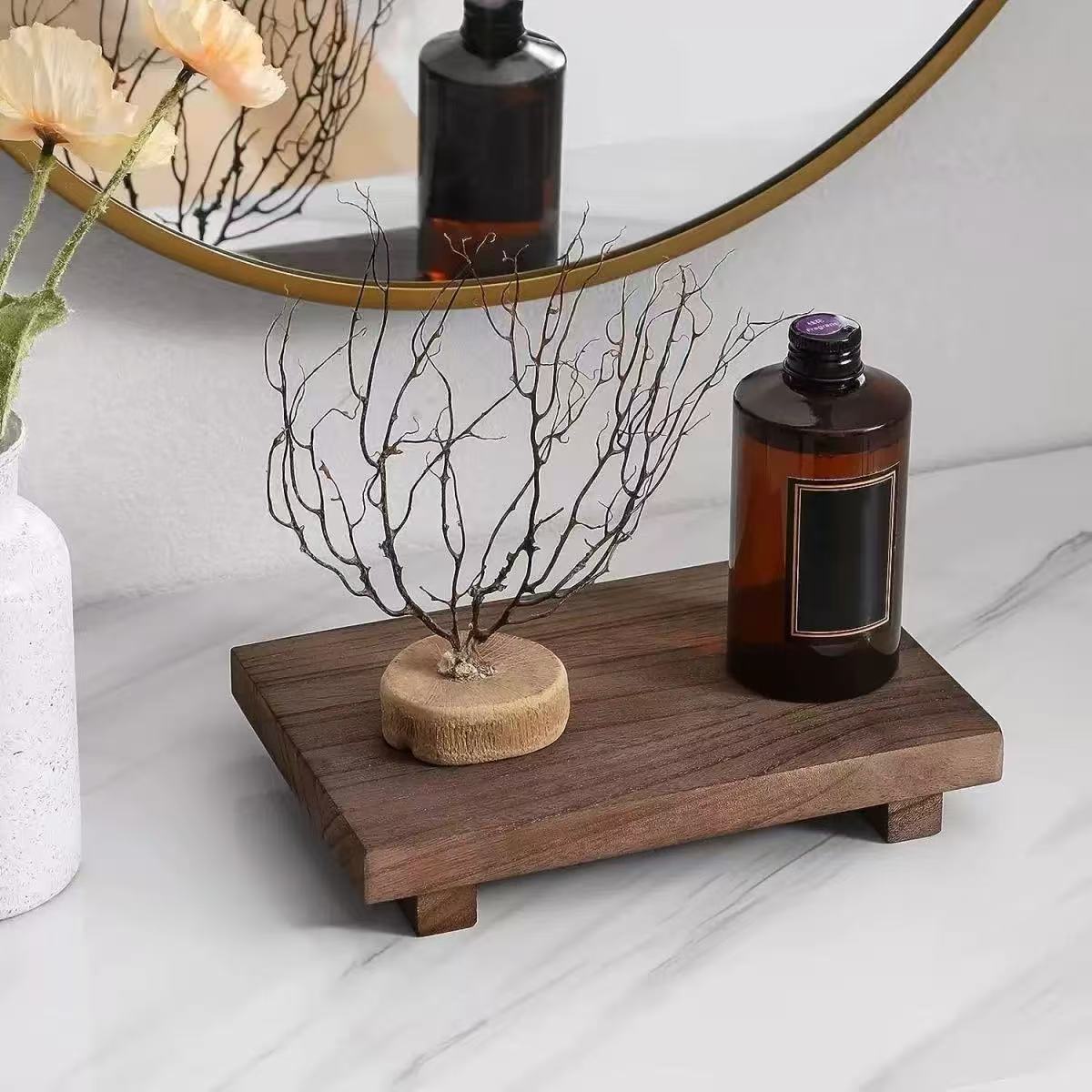 Zara Home Bathroom Tray - Винтажный деревянный декоративный поднос, элегантный поднос